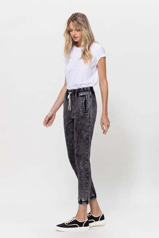 ACID WASH RELAXED DRAWSTRING JOGGER PANTS