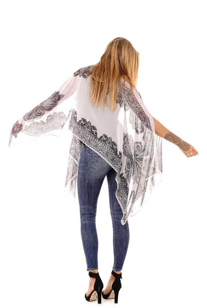 Addison Handkerchief Poncho Top Sheer Flowy Blouse