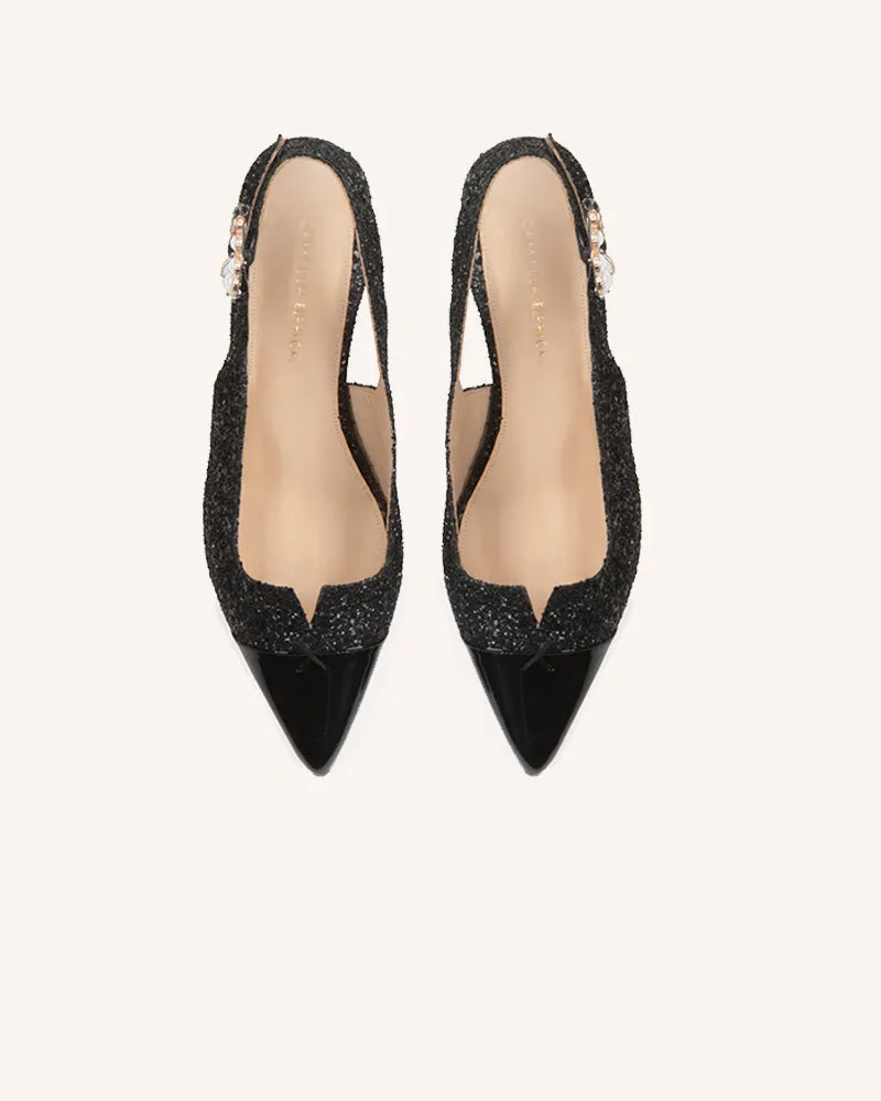 Alicia Black Glitter Flats