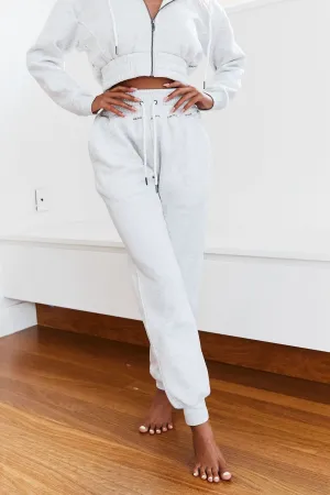 Ash White High Waisted Scrunchie Joggers