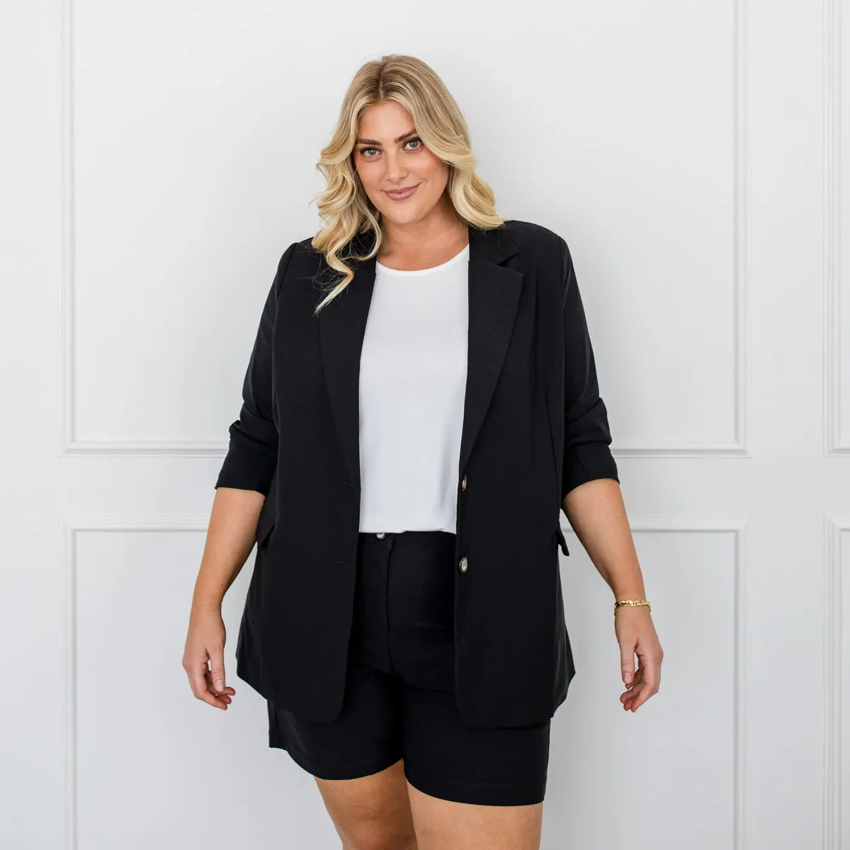 Ashleigh stretch boyfriend blazer - black