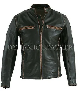 Biker Motorcycle Leather Jacket Vintage Aged Brown-BNWT