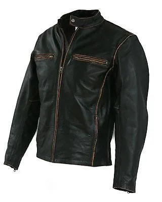 Biker Motorcycle Leather Jacket Vintage Aged Brown-BNWT