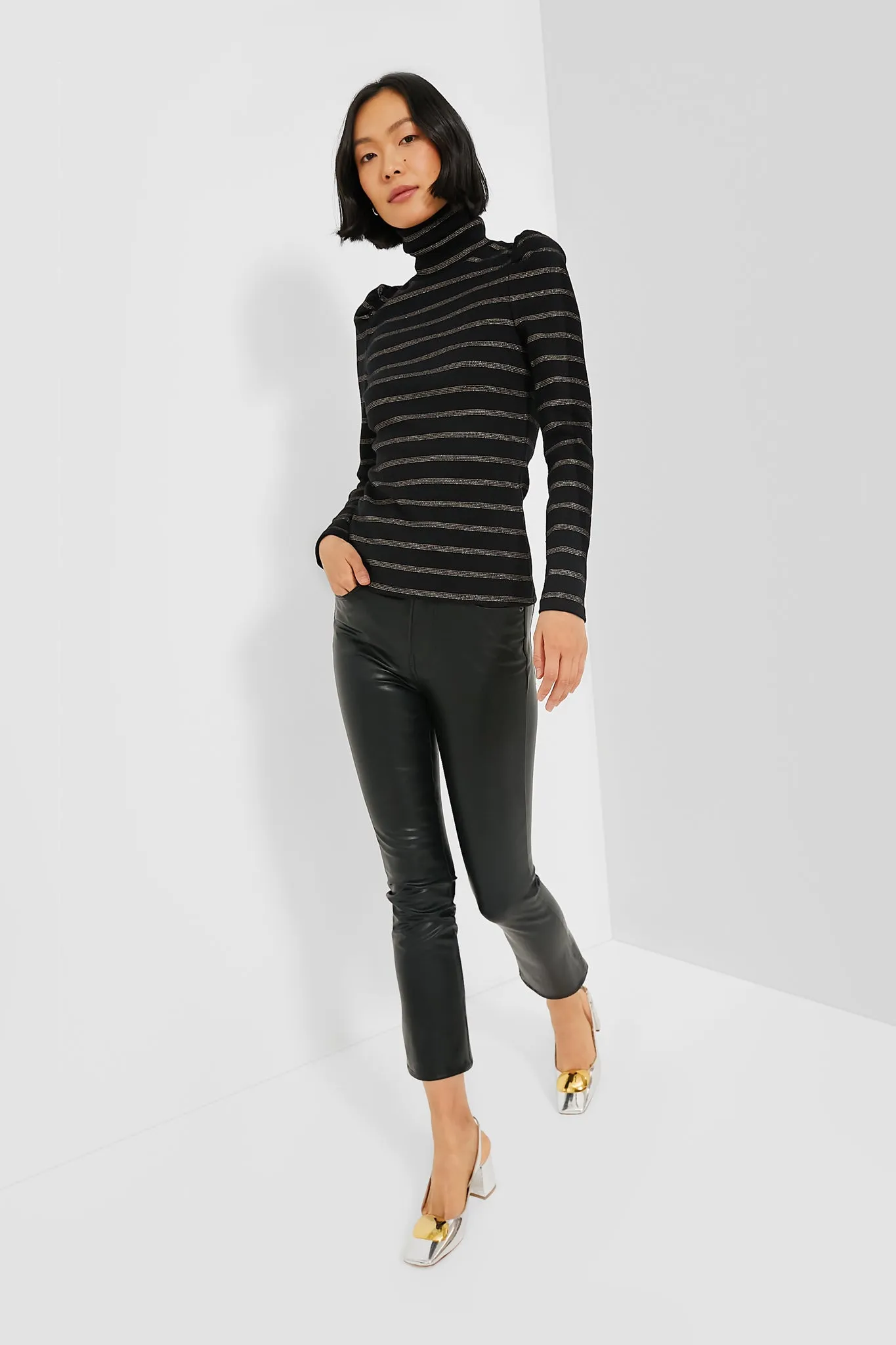 Black Lurex Cedar Turtleneck