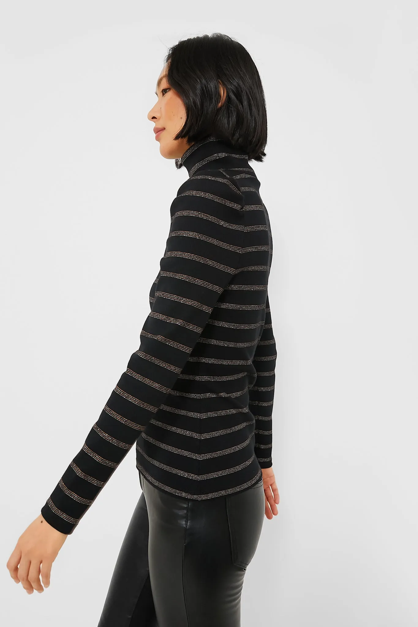 Black Lurex Cedar Turtleneck