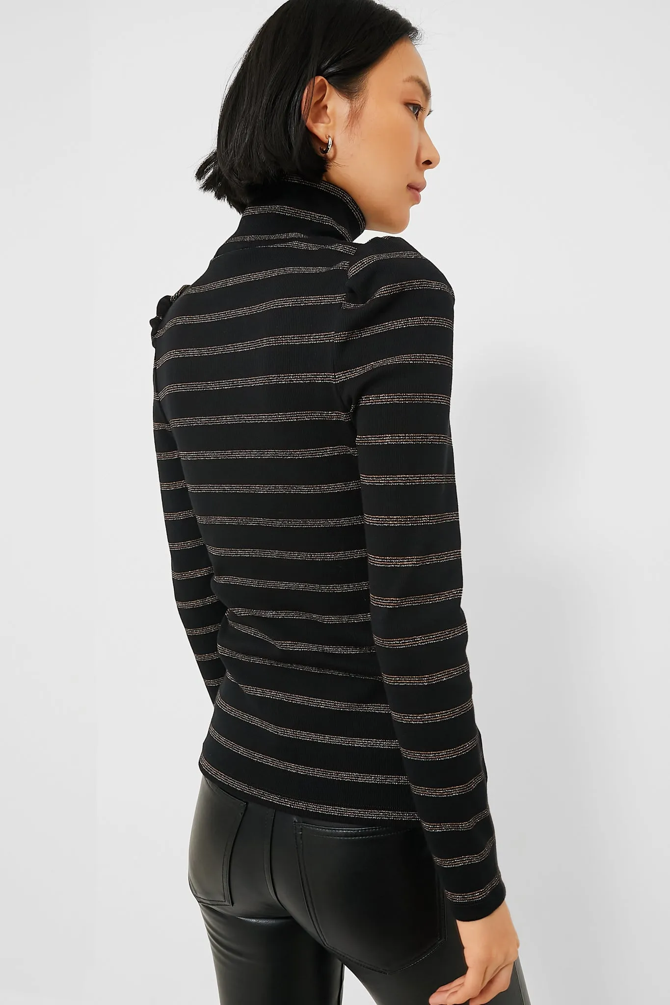 Black Lurex Cedar Turtleneck