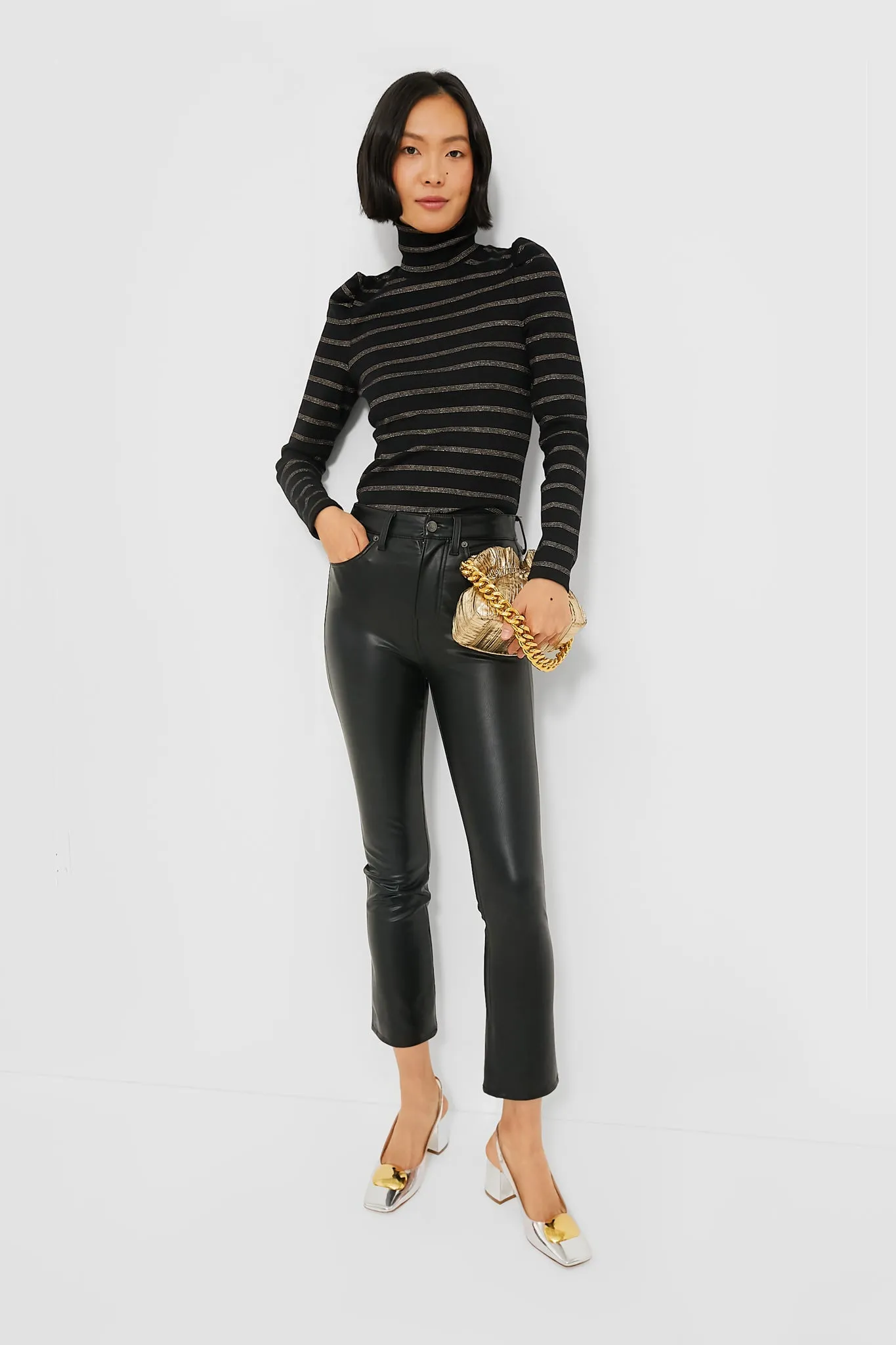 Black Lurex Cedar Turtleneck