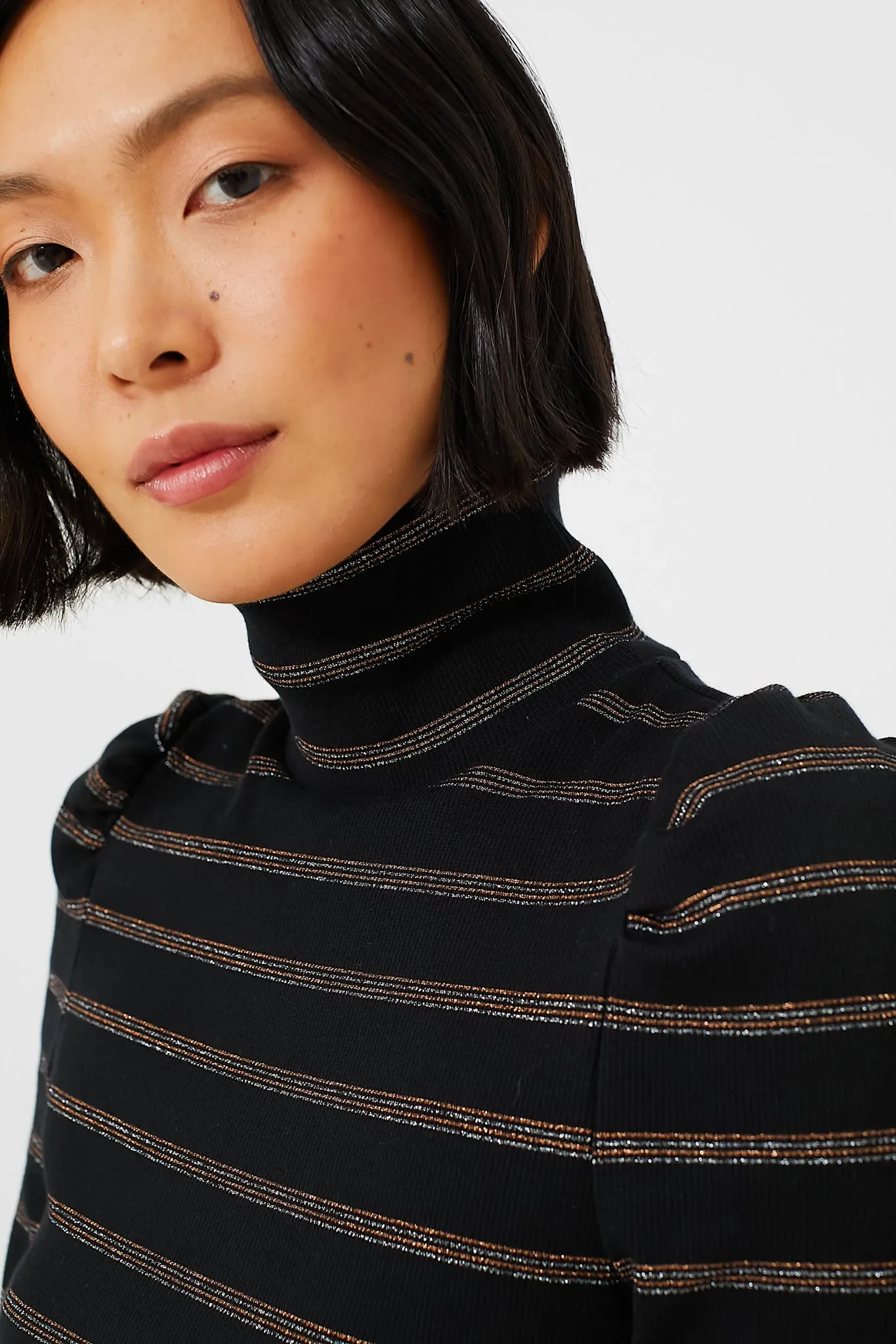 Black Lurex Cedar Turtleneck