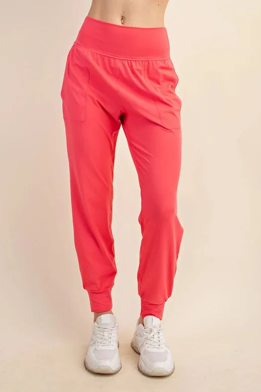 Butter Soft Joggers with Pockets Flamingo Pink