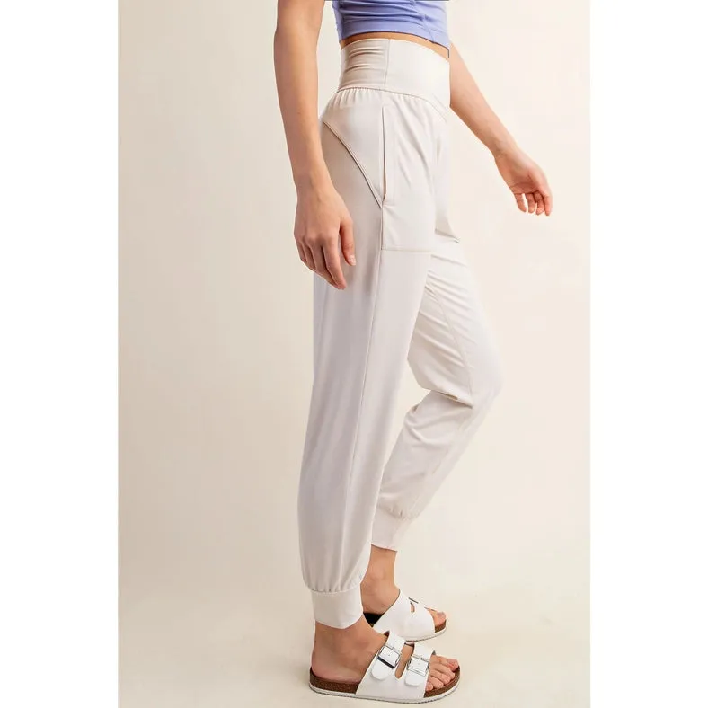 Butter Soft Joggers with Pockets White Pearl