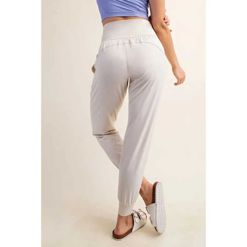 Butter Soft Joggers with Pockets White Pearl