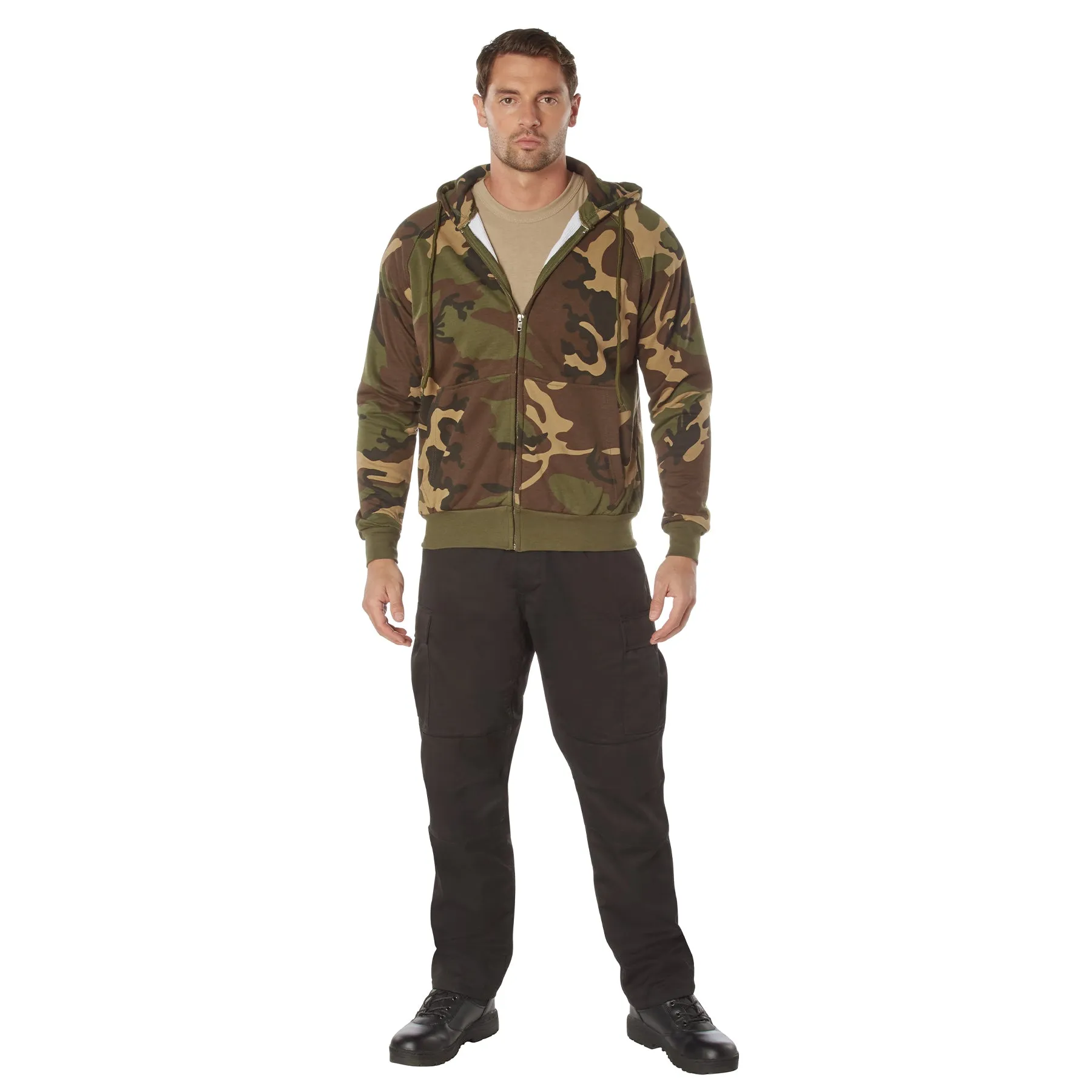 Camo Thermal-Lined Zipper Hooded Sweatshirts