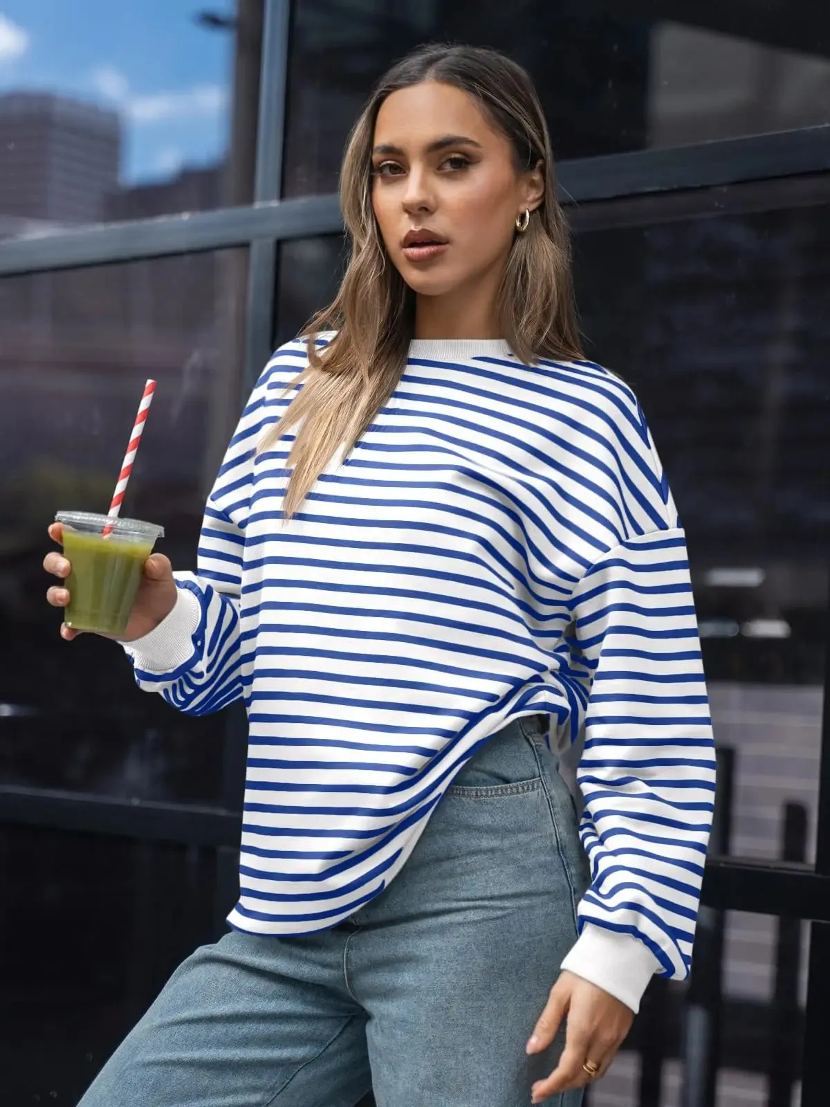 Casual Stripes Oversized Pullover