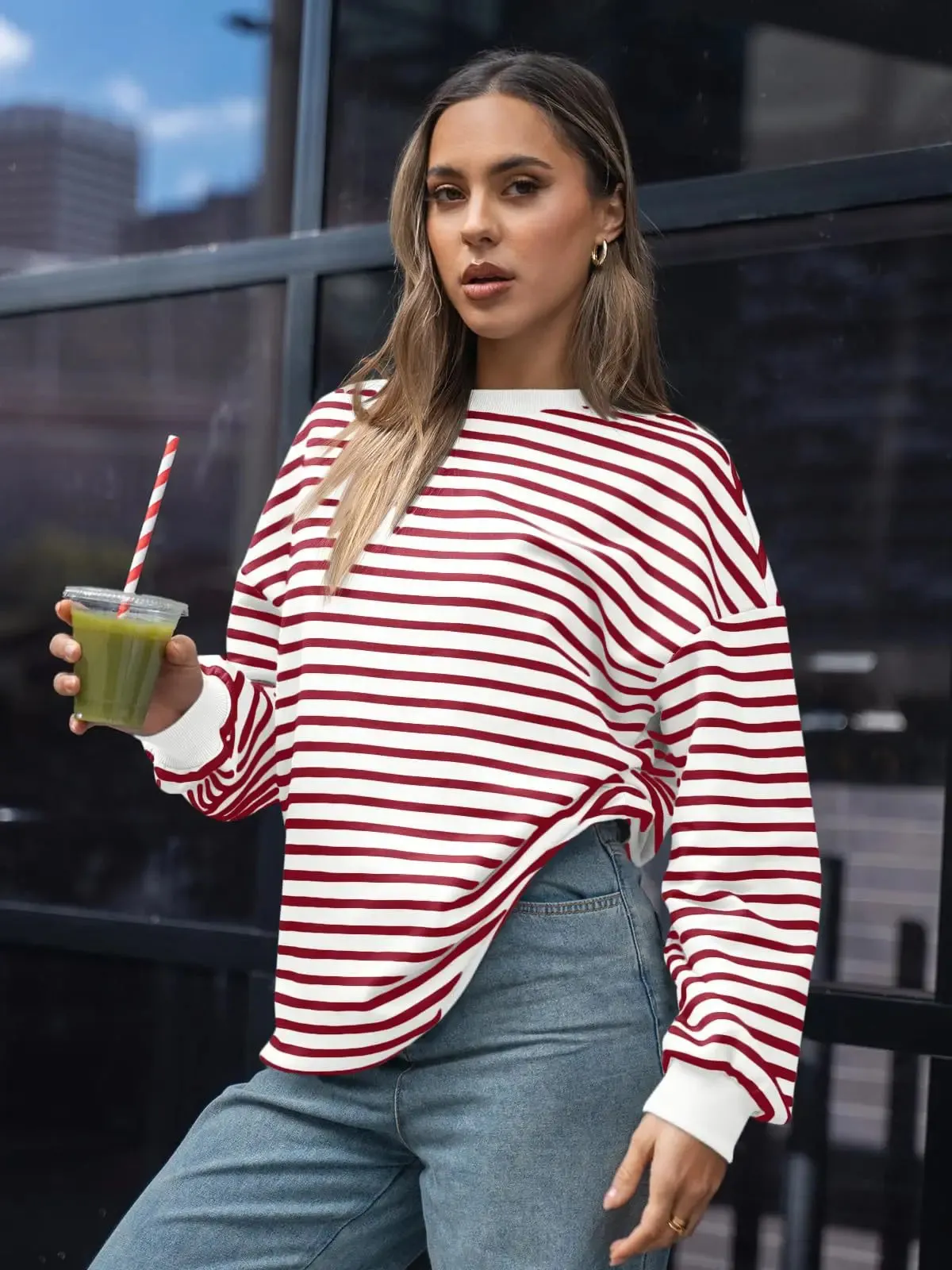 Casual Stripes Oversized Pullover