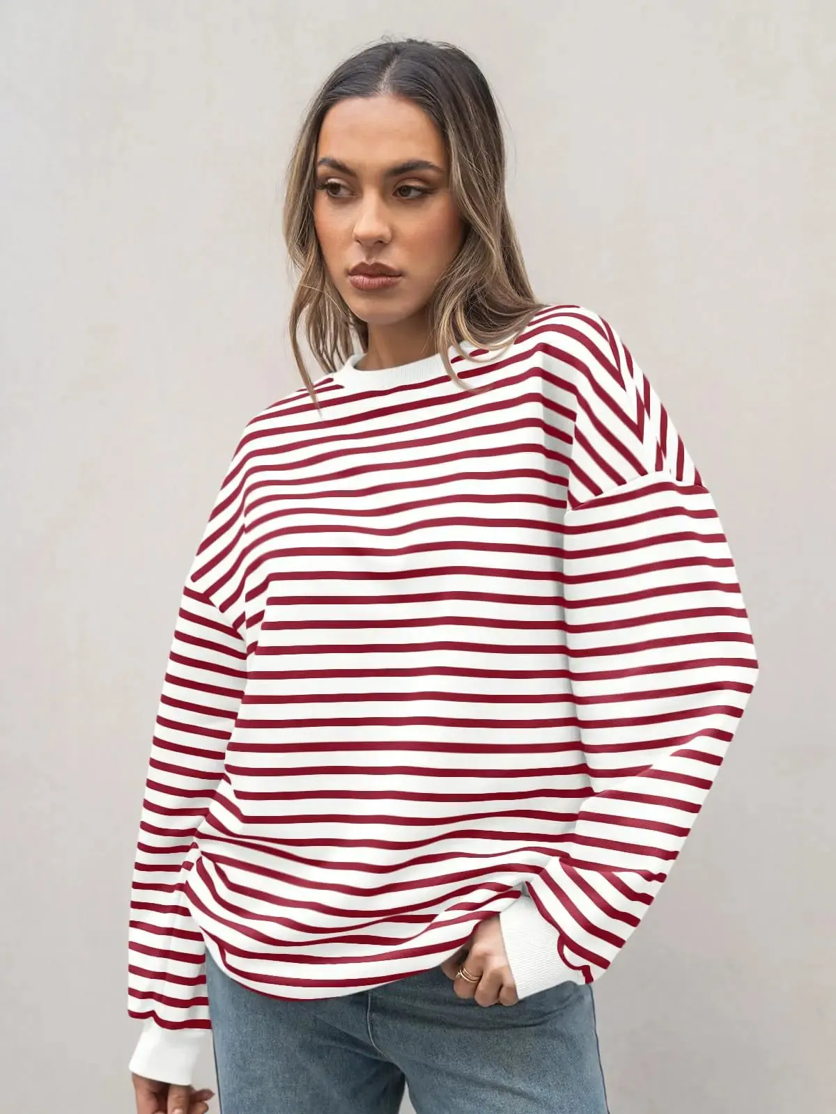 Casual Stripes Oversized Pullover