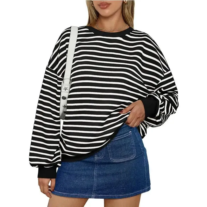 Casual Stripes Oversized Pullover