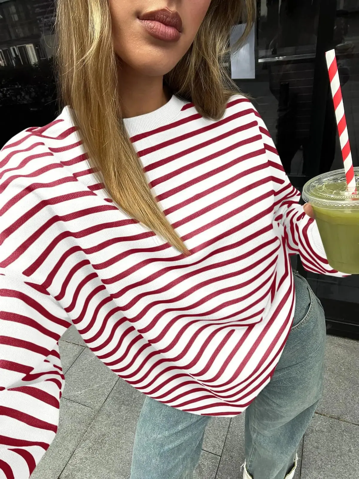 Casual Stripes Oversized Pullover