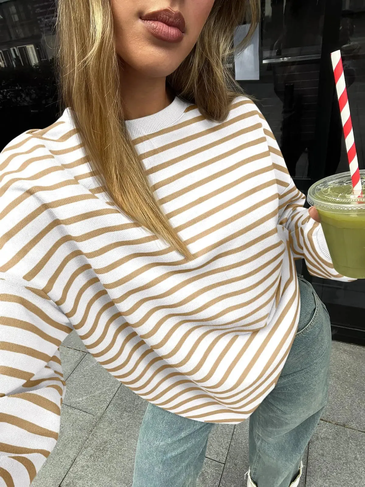 Casual Stripes Oversized Pullover