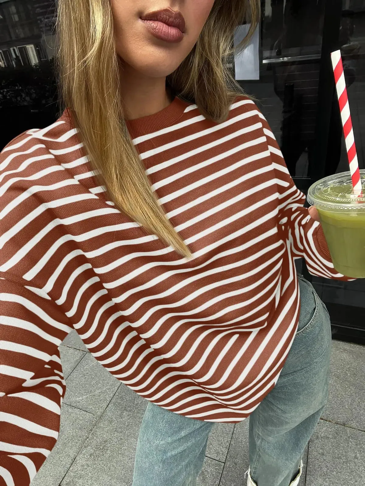 Casual Stripes Oversized Pullover