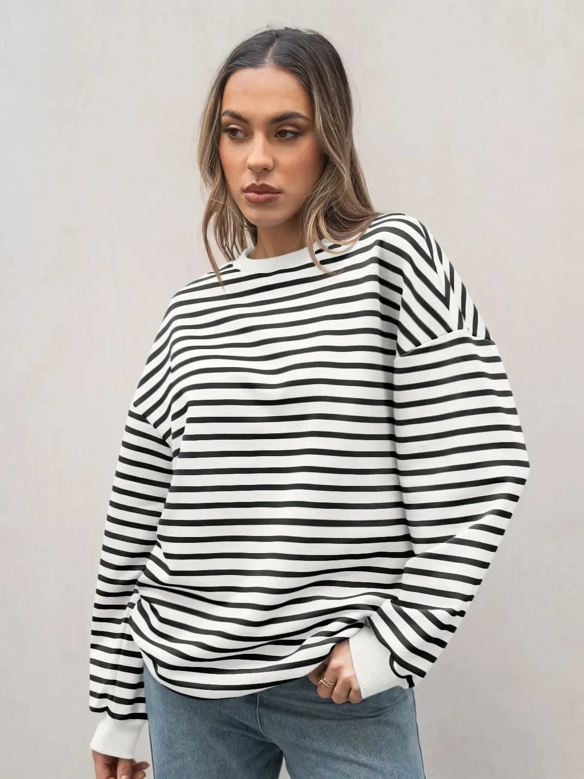 Casual Stripes Oversized Pullover