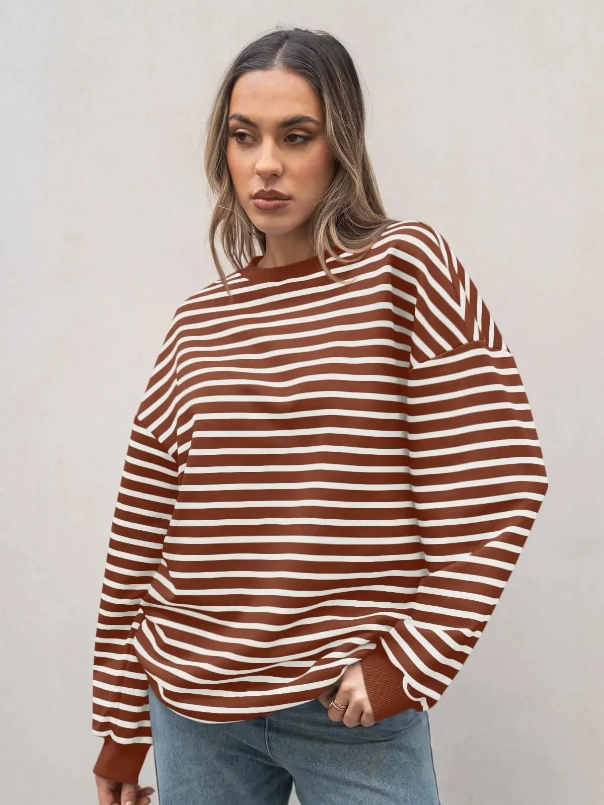 Casual Stripes Oversized Pullover