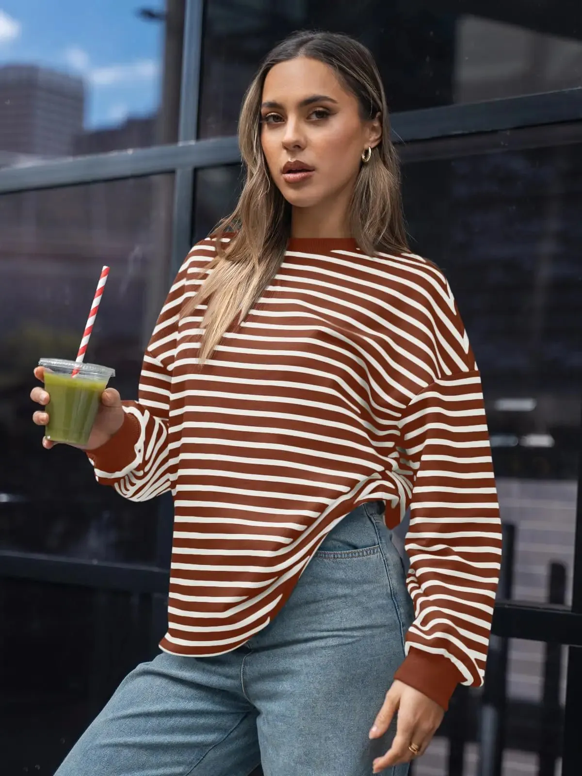 Casual Stripes Oversized Pullover