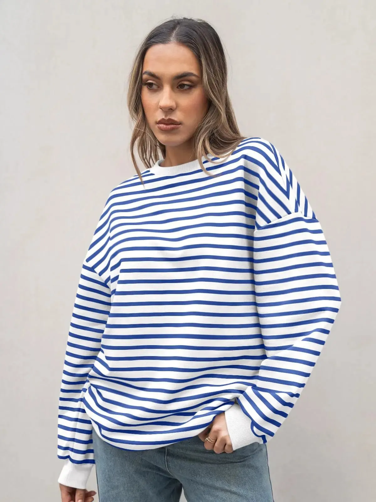 Casual Stripes Oversized Pullover