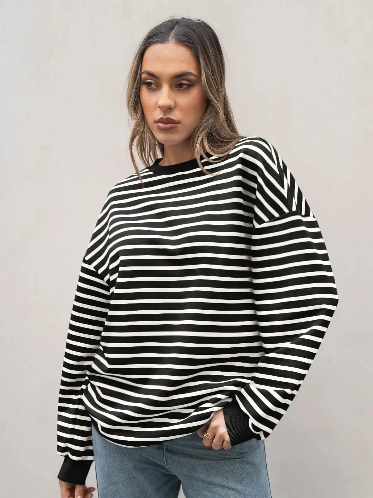 Casual Stripes Oversized Pullover