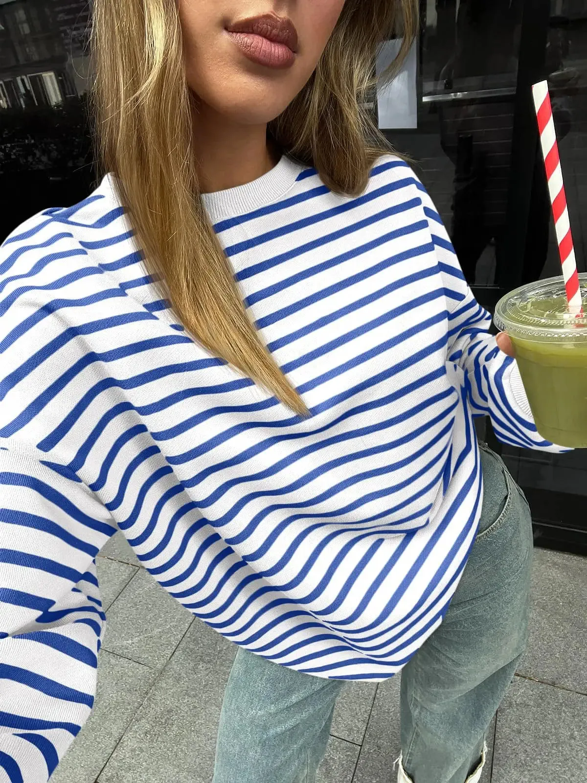 Casual Stripes Oversized Pullover