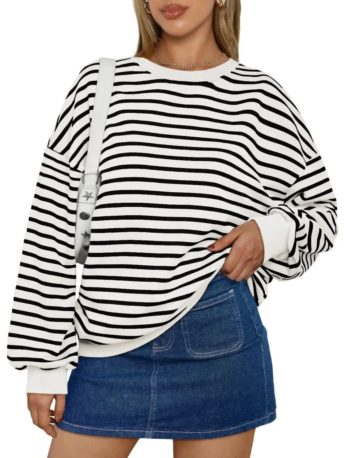 Casual Stripes Oversized Pullover