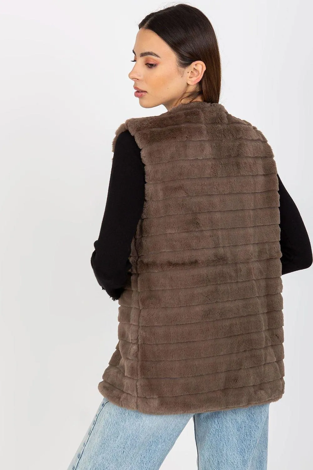 Chic Cream Faux Fur Vest with Elegant Hook Closure and Full Lining - Available in Multiple Sizes