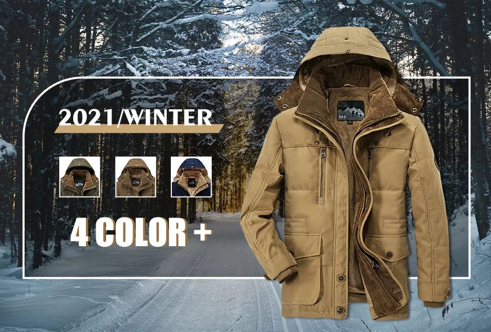 Cozy Winter Essential: Men's Fleece-Lined Hooded Parka in Versatile Colors