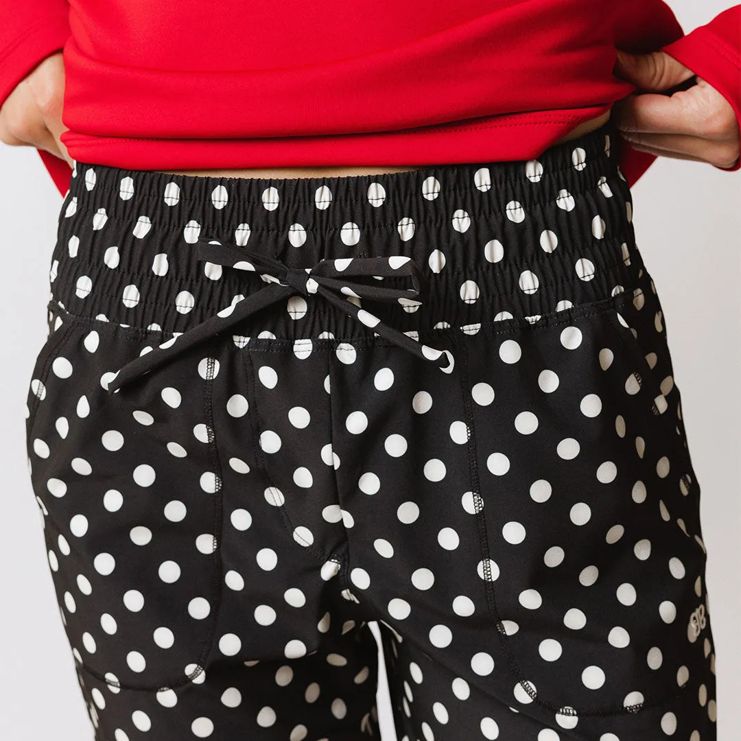 Destination Joggers, Black Polka Dot