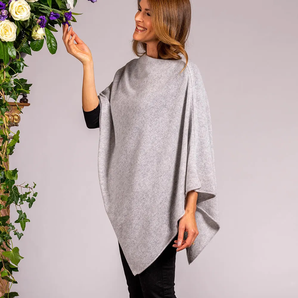 Dove Grey Knitted Cashmere Poncho