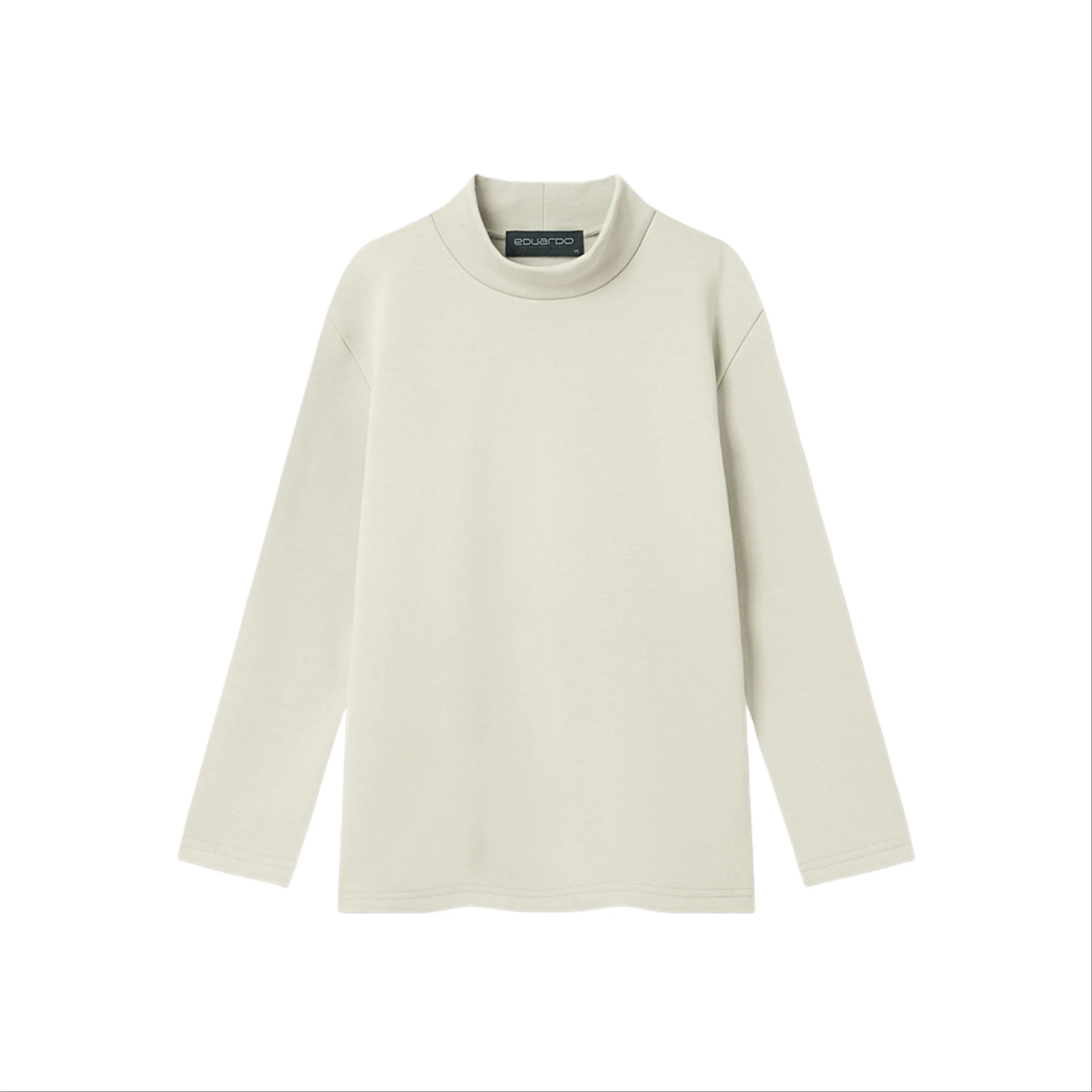 EDUARDO Youth Mock Neck semi-Over Brushed Heavy Cotton Long Sleeve Shirt.