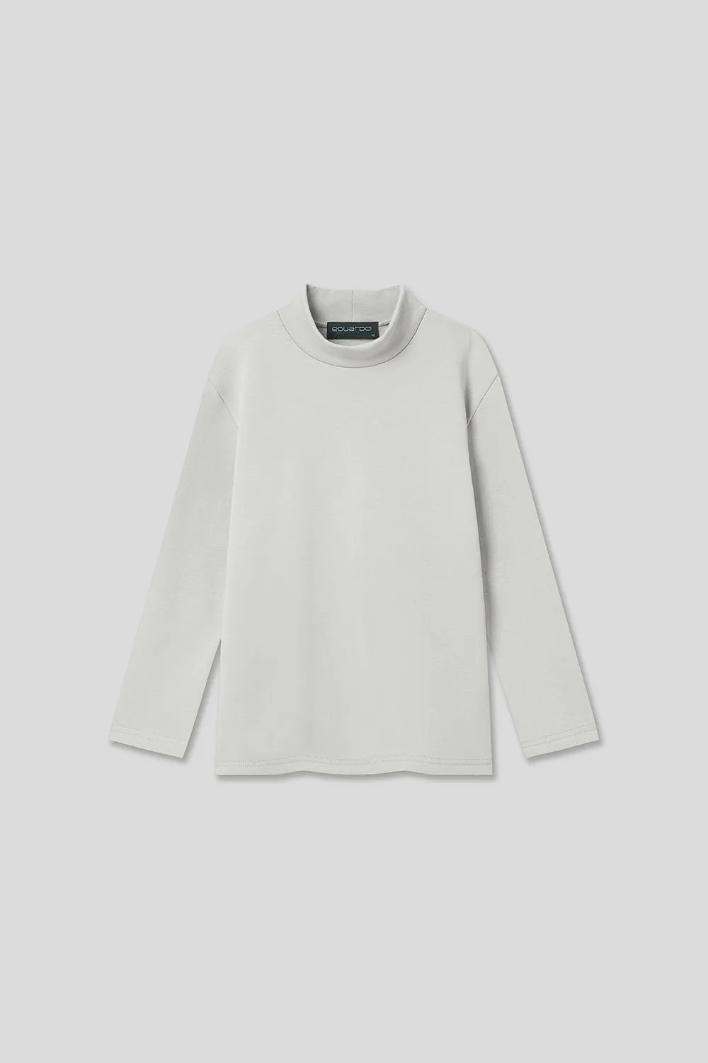 EDUARDO Youth Mock Neck semi-Over Brushed Heavy Cotton Long Sleeve Shirt.