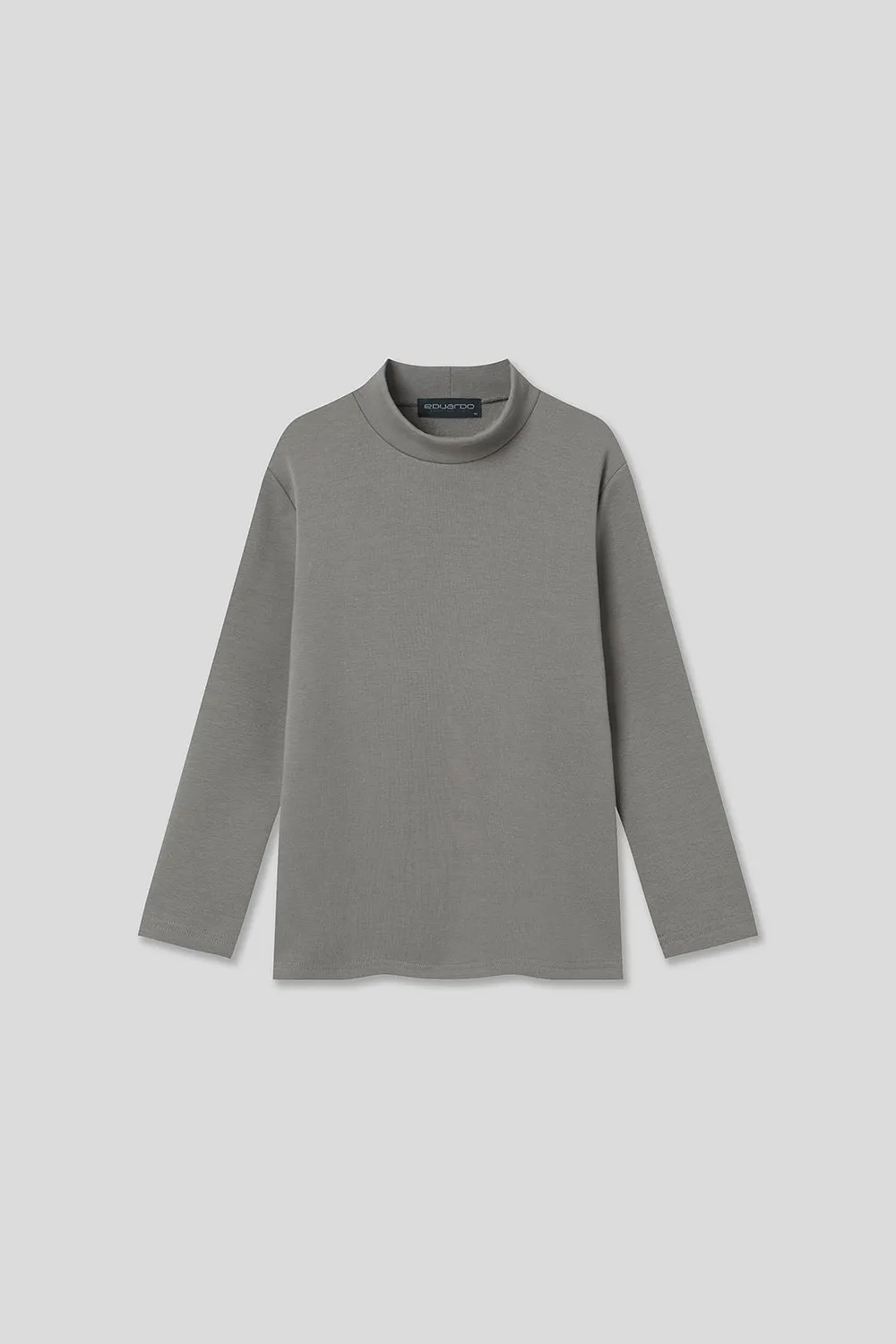 EDUARDO Youth Mock Neck semi-Over Brushed Heavy Cotton Long Sleeve Shirt.