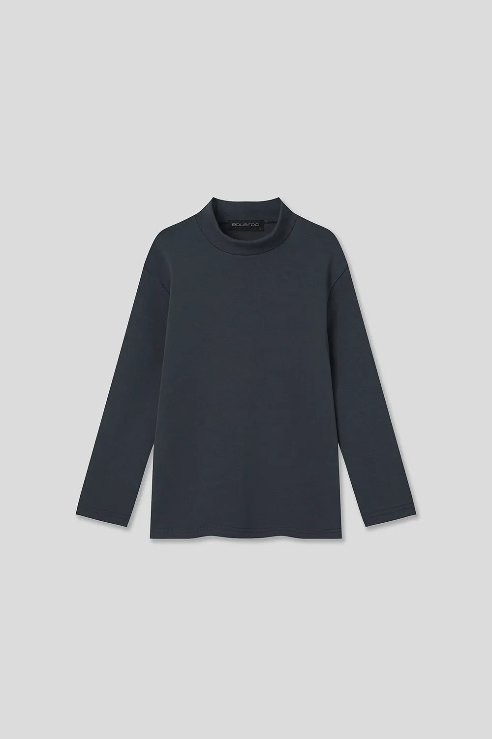 EDUARDO Youth Mock Neck semi-Over Brushed Heavy Cotton Long Sleeve Shirt.