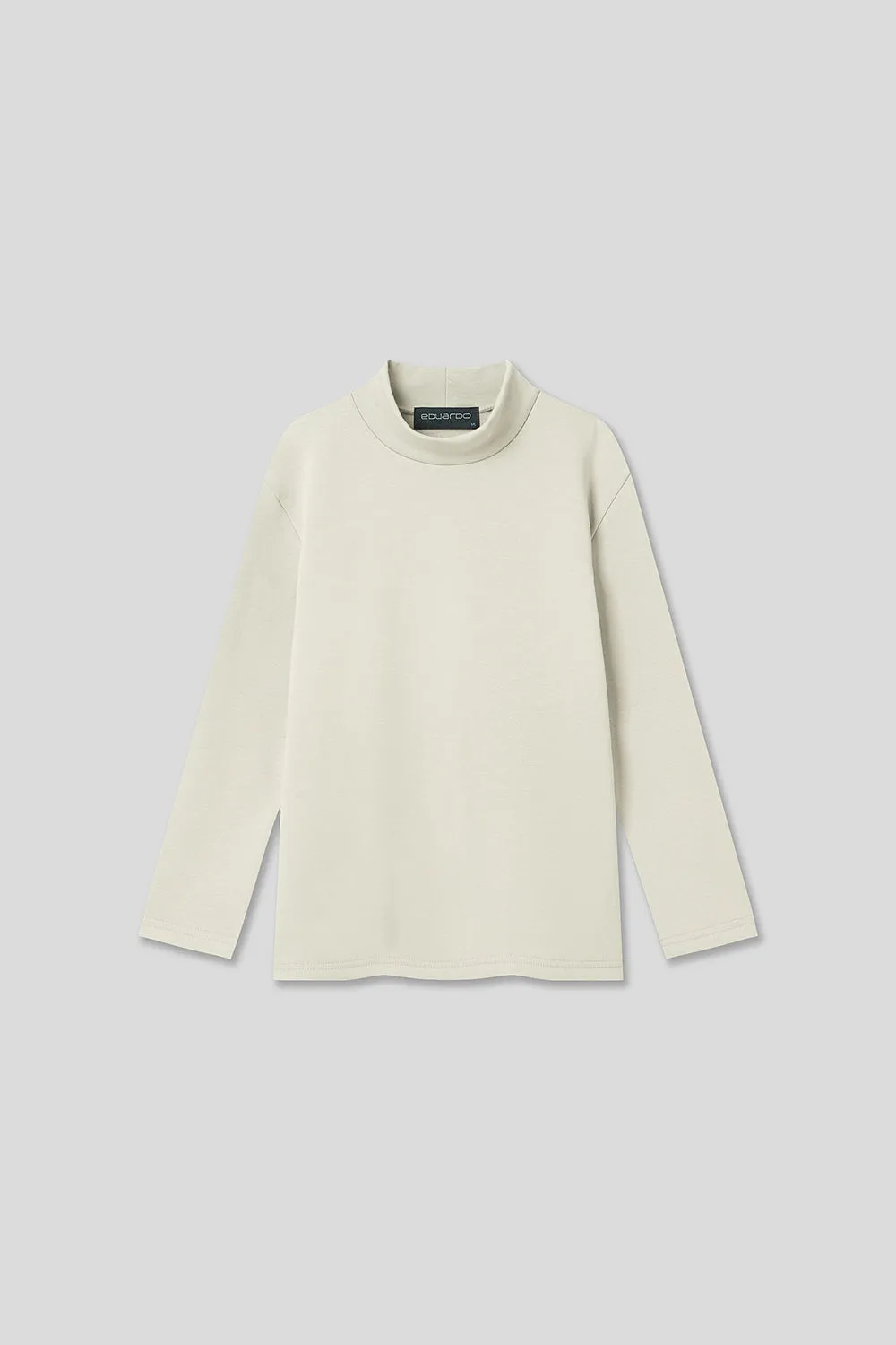 EDUARDO Youth Mock Neck semi-Over Brushed Heavy Cotton Long Sleeve Shirt.