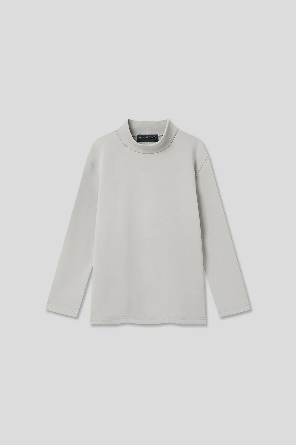 EDUARDO Youth Mock Neck semi-Over Brushed Heavy Cotton Long Sleeve Shirt.