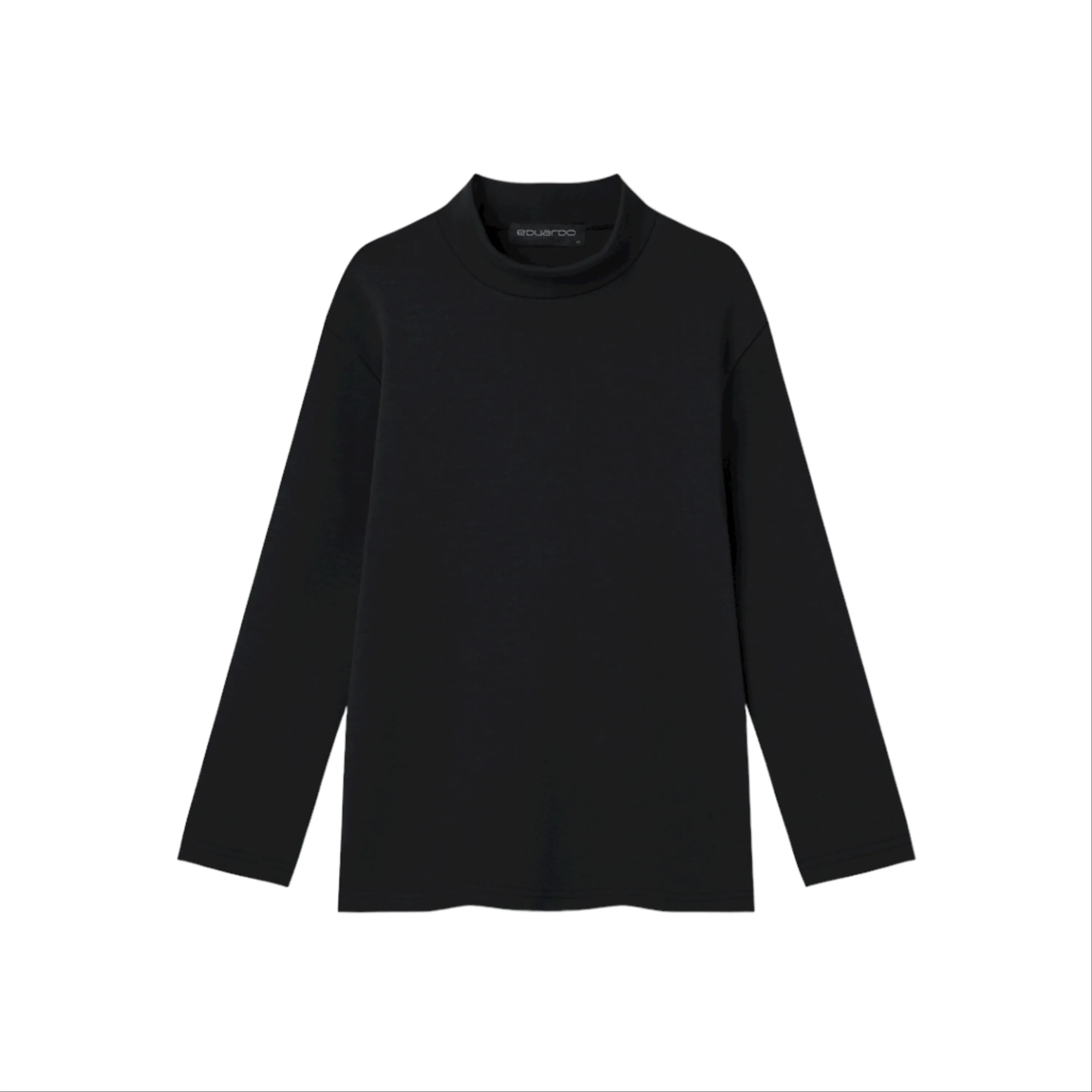 EDUARDO Youth Mock Neck semi-Over Brushed Heavy Cotton Long Sleeve Shirt.