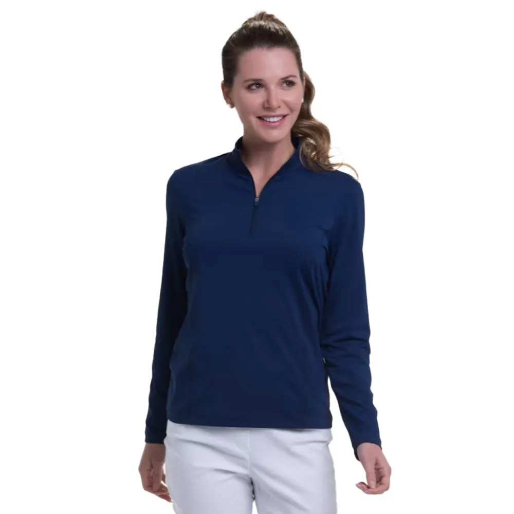 EP New York Zip Mock Long Sleeve Womens Golf Pullover