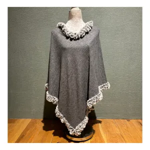 Faux Fur Poncho Grey