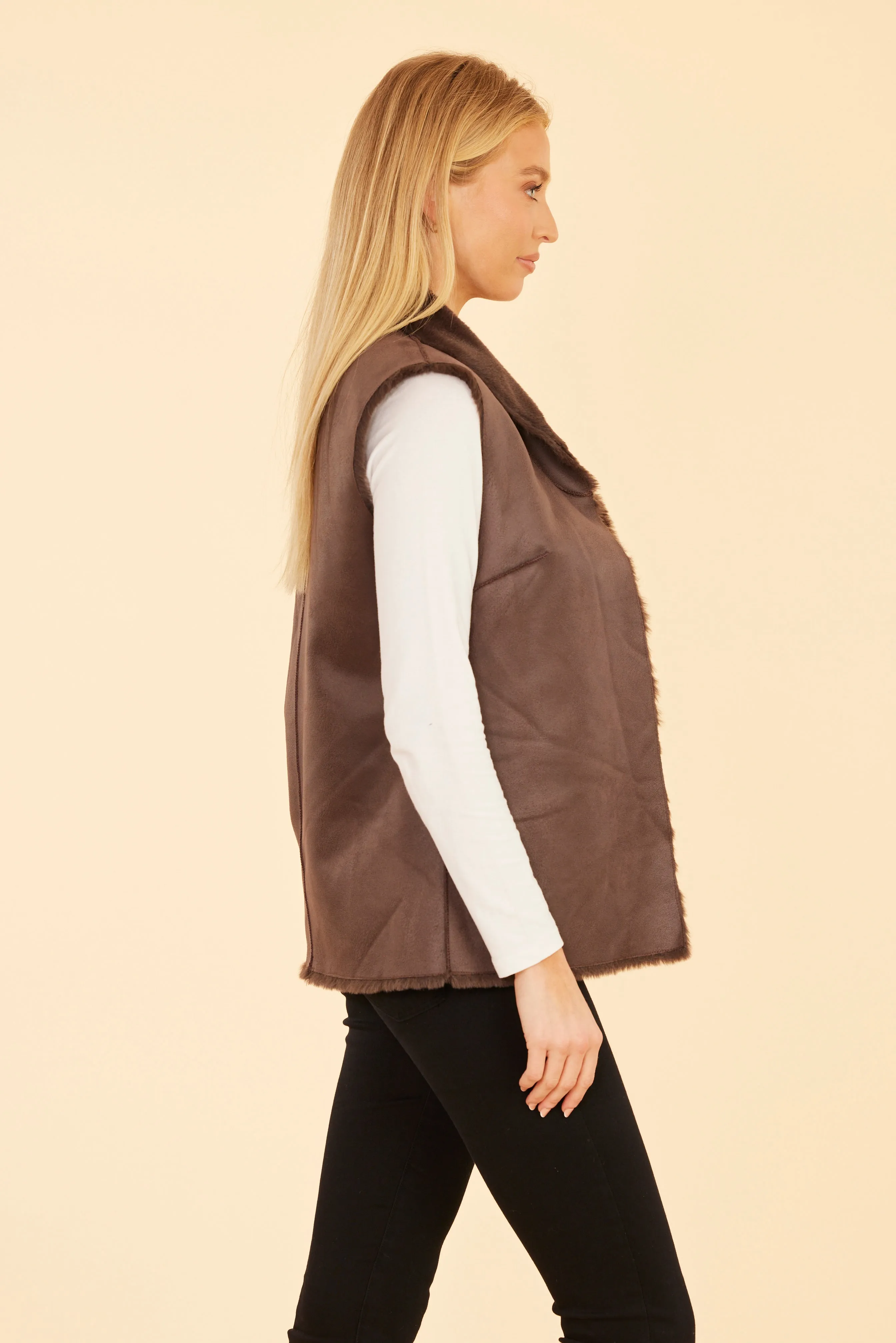 Faux Fur Reversible Plush Vest