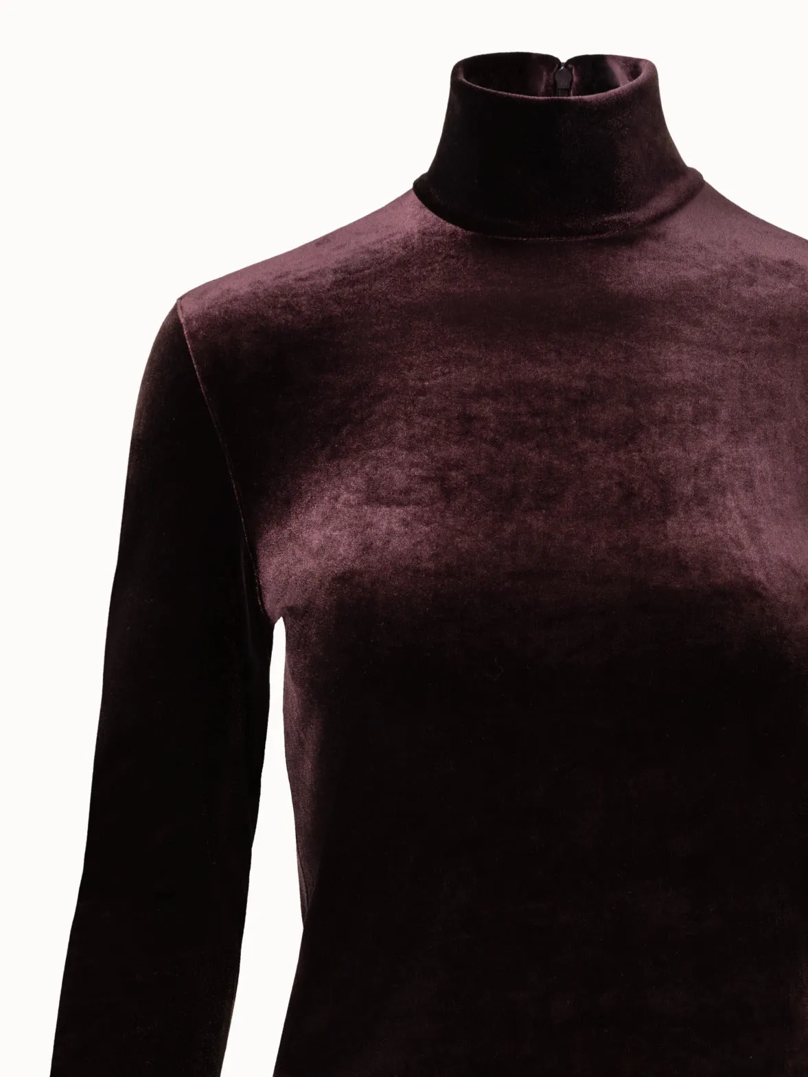 Fluid Velvet Mock Neck Pullover