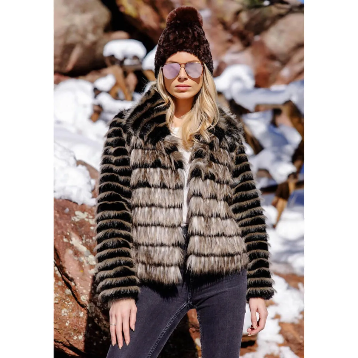 Front Row Faux Fur Fox Jacket