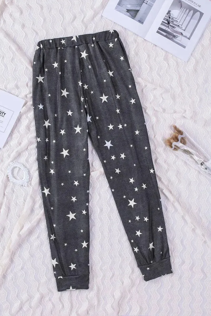 Get Comfy in our Star Print Ladies Joggers Elastic-waist | Free shipping