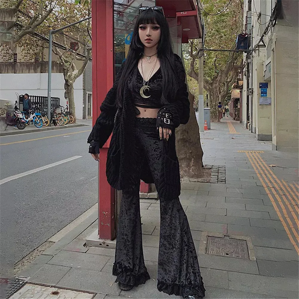 Goth Lace Velvet Flares