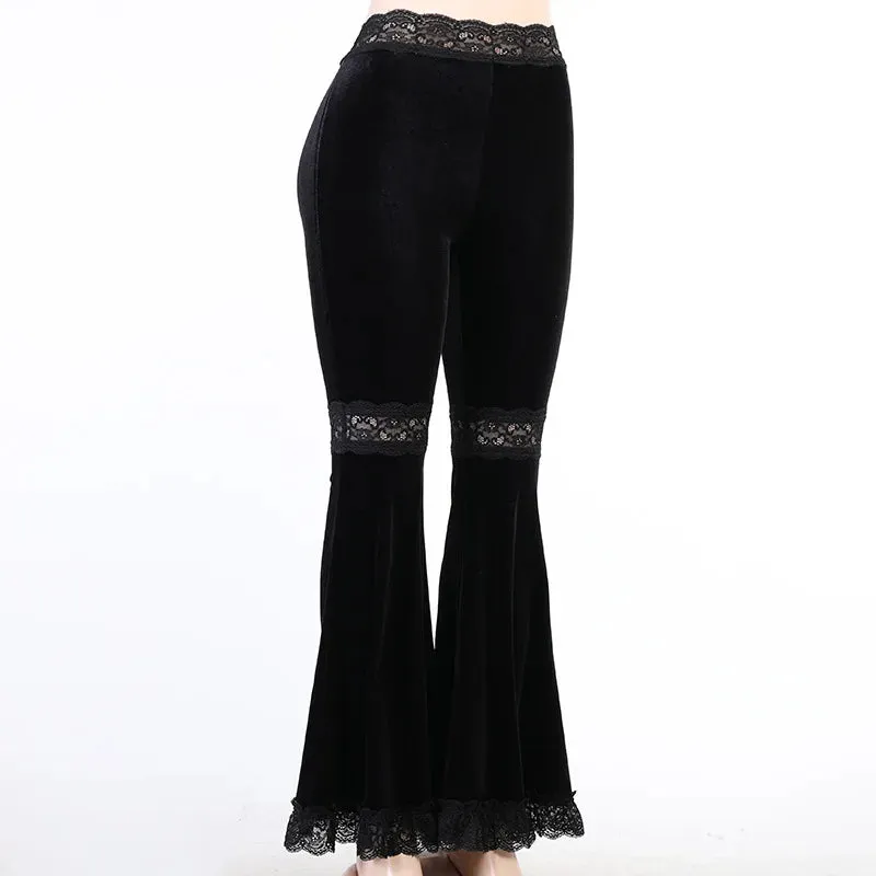 Goth Lace Velvet Flares