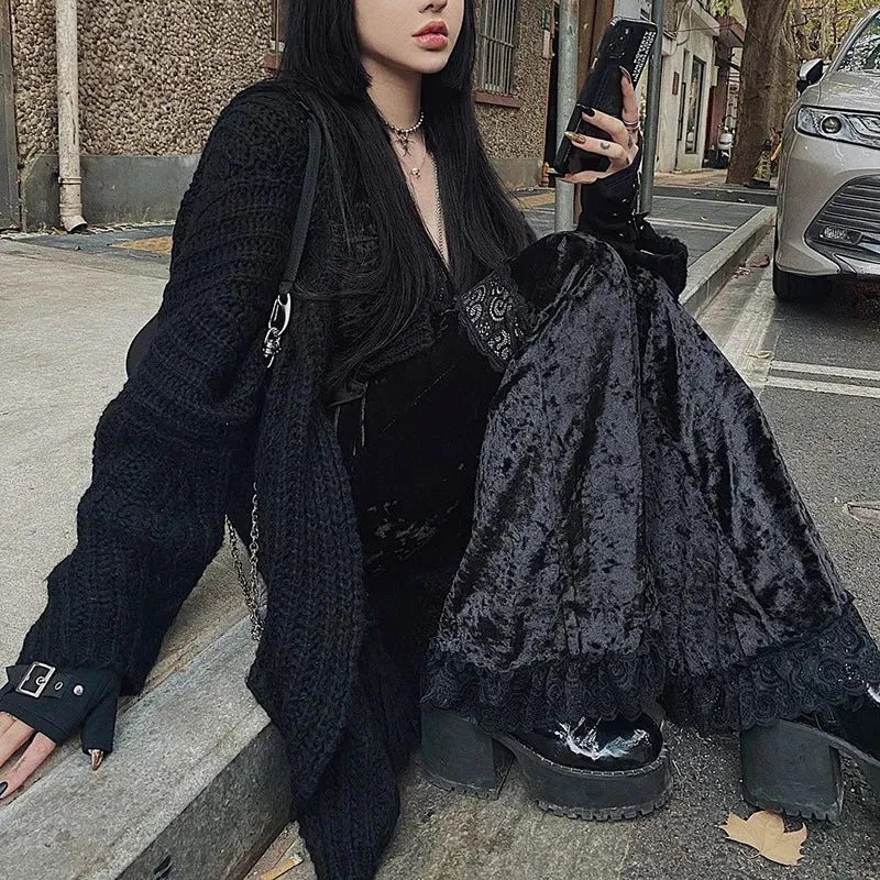 Goth Lace Velvet Flares